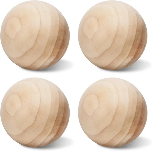 3 bolas de madera de 75 mm, 4 piezas de bolas de madera redondas sin terminar, bolas de madera naturales grandes de 75 mm para manualidades y