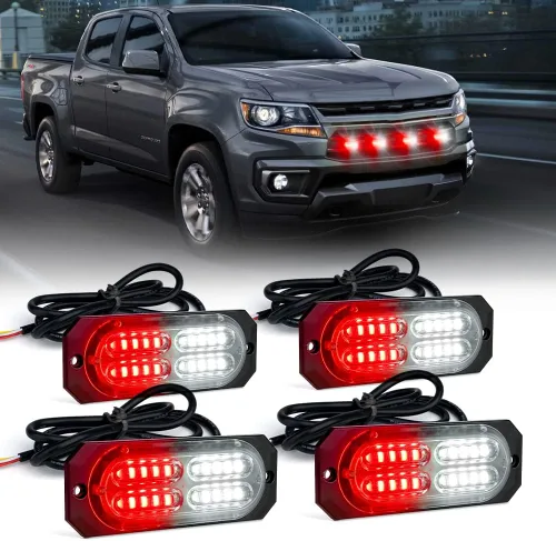 Miniatura 15 de Xprite Kit de luces estroboscópicas de emergencia con 20 luces LED de montaje empotrado en superficie de color ámbar, ultradelgado, salpicadero