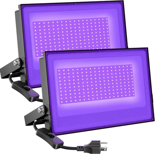 Miniatura 9 de Onforu Paquete de 2 luces LED negras de 50 W, luz de inundación negra con enchufe, luces negras impermeables IP66 para fiesta de baile, brilla