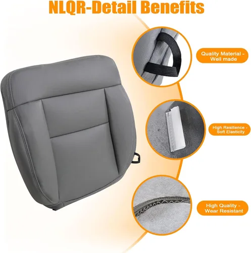 Miniatura 4 de NLQR Funda de asiento de microfibra de cuero de repuesto para lado del conductor delantero #QB gris ceniza medio compatible con Ford F150 Lariat
