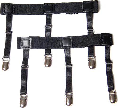 Miniatura 4 de Estancias de camisa para hombre, soportes para camisas, ligas de camisa, 1 par para hombres y mujeres (negro mágico), Negro