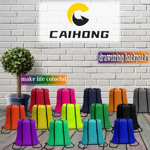 Miniatura 8 de CAIHONG 100 Pack Drawstring Backpack Bulk 20 Colors Draw String Gym Bags Cinch Sack Nylon String Sport Backpack Plain Bags Drawstring Bags