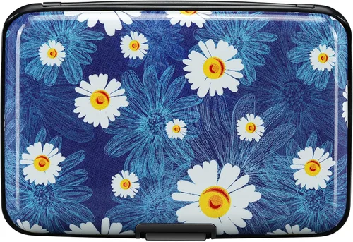 Miniatura 115 de ELFISH Mini cartera de aluminio RFID para tarjetas de crédito, funda de identificación de metal para hombres y mujeres, Happy Flower, Cartera Rfid