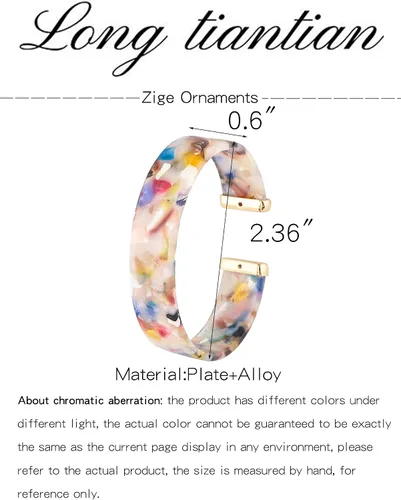 Miniatura 6 de Corlorful - Pulsera de resina acrílica para mujer, pulsera de plástico ajustable