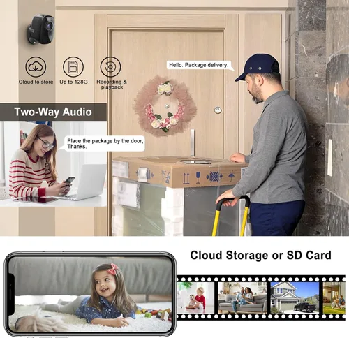 Miniatura 3 de Cámaras de seguridad magnéticas inalámbricas para exteriores – Cámara WiFi alimentada por batería para el hogar, video 2K, visión nocturna a