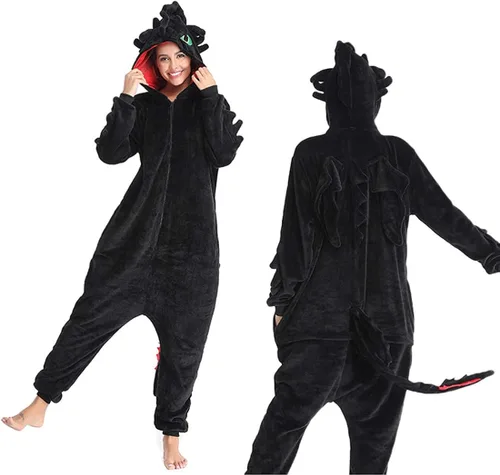 Miniatura 3 de Pijama sin dientes de una pieza de franela de dragón para cosplay, ropa de dormir de invierno para Halloween, cosplay, ropa de hogar