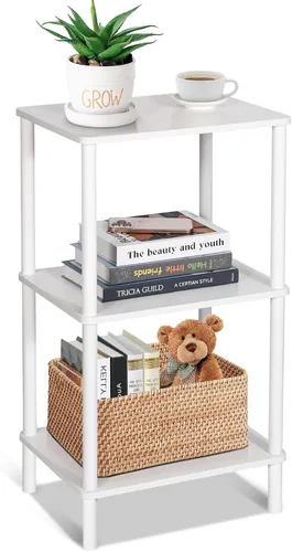 Miniatura 10 de YGYQZ Mesa auxiliar de ratán, mesa auxiliar estrecha para sofá, mesita de noche alta para espacio pequeño, mesita de noche delgada con estorge, sala