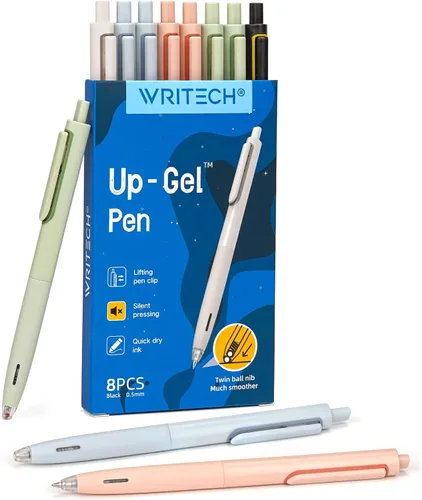 WRITECH Bolígrafos de gel de punta fina: 0.020 in, sin manchas ni manchas, bolígrafo de tinta negra, haga clic para diario, bocetos, dibujo, toma de