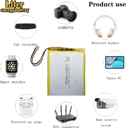 Miniatura 3 de Liter 357090 3.7V 4000mAh Batería recargable de iones de polímero de litio con conector de 5 hilos