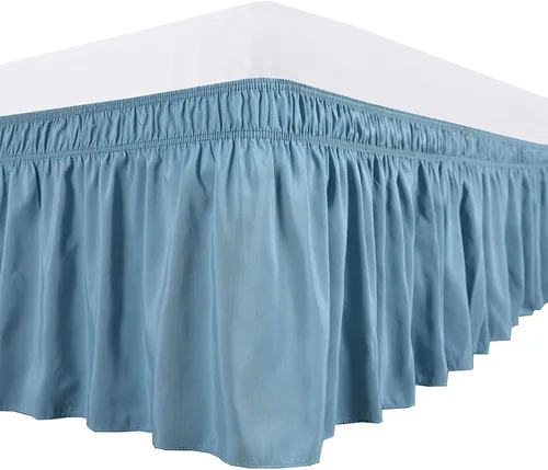 Miniatura 7 de Elegant Decor Falda de cama 100% algodón egipcio, falda de cama de lujo de 9 pulgadas, 650 hilos, volantes elásticos ajustables y resistentes a