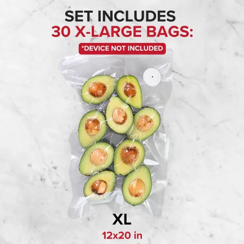 Miniatura 2 de Chef Preserve Bolsas reutilizables selladoras al vacío para alimentos – 30 bolsas grandes sin BPA XL (12 x 20 pulgadas), para almacenamiento