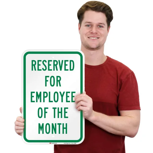 Miniatura 4 de SmartSign - Letrero de estacionamiento con texto en inglés "Reserved for Employee of the Month", 12 x 18 pulgadas, aluminio reflectante de grado