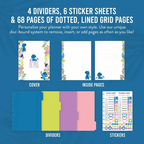 Miniatura 4 de Happy Planner - Agenda Disney Aloha Stitch, planificador de cuaderno Lilo and Stitch para la escuela y el trabajo, sin fechas, diario y mensual