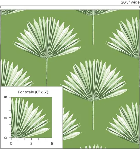 Miniatura 9 de NextWall Papel tapiz tropical para despegar y pegar de palmera (brote verde)