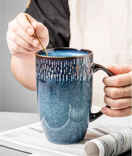 Miniatura 6 de Tazas de café grandes de cerámica, 21 onzas, diseño de mango grande, taza de té y café extra grande para oficina y hogar, aptas para microondas