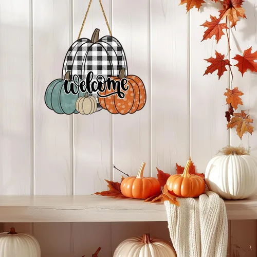 Miniatura 7 de Decoración de pared de calabaza, decoración de pared de calabaza, decoración de otoño para el hogar, porche, colgador de puerta delantera, letrero