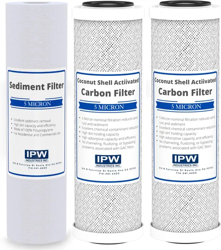 IPW Industries Inc. - Juego de filtros de repuesto Krystal Pure KR10 RO System - Bloque de carbono de 10 x 2.5 pulgadas, filtros de polipropileno y