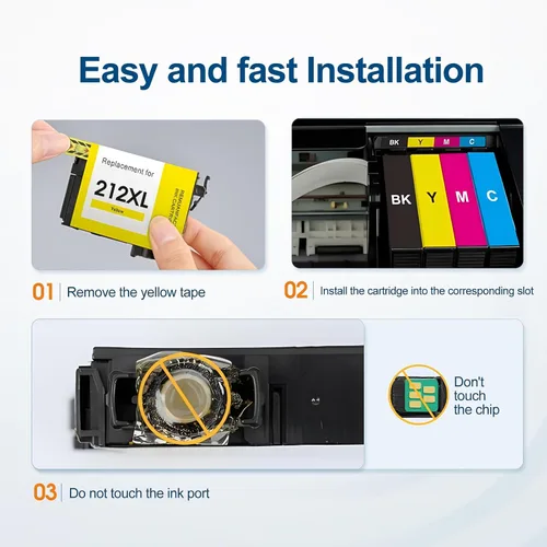 Miniatura 5 de 212XL - Cartuchos de tinta de alto rendimiento remanufacturados para Epson 212 cartuchos de tinta compatibles con Epson Workforce WF-2830 WF-2850