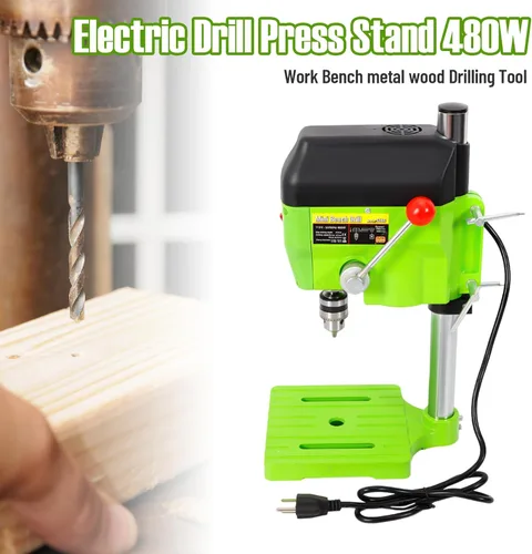 Miniatura 3 de Banco de prensa de taladro, prensa de taladro eléctrica de sobremesa con mini banco ajustable de 7 velocidades, máquina de perforación de madera