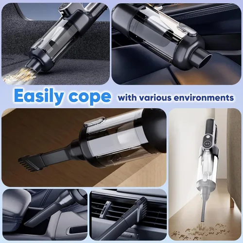 Miniatura 5 de Aspiradora Inalámbrica para Automóvil y Soplador de Aire, 18000 Pa Aspiradora de Mano con Motor sin Escobillas de 130 W, Batería Recargable de 2500