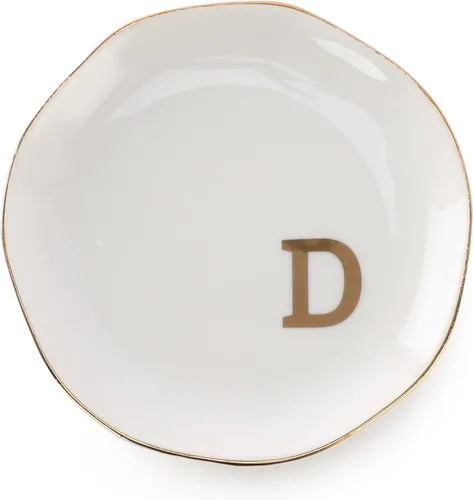 Miniatura 24 de Bandeja de joyería con iniciales para anillos con monograma en S, regalos de compromiso de boda para mujeres, amigas, hermana, cerámica blanca
