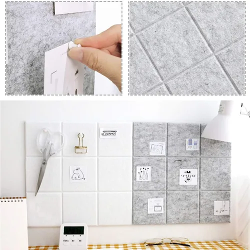 Miniatura 6 de Pizarra de corcho grande para paredes con 30 pasadores, 11.8 x 11.8 pulgadas, paquete de 6 tablones de anuncios para oficina en casa, cocina, tablón