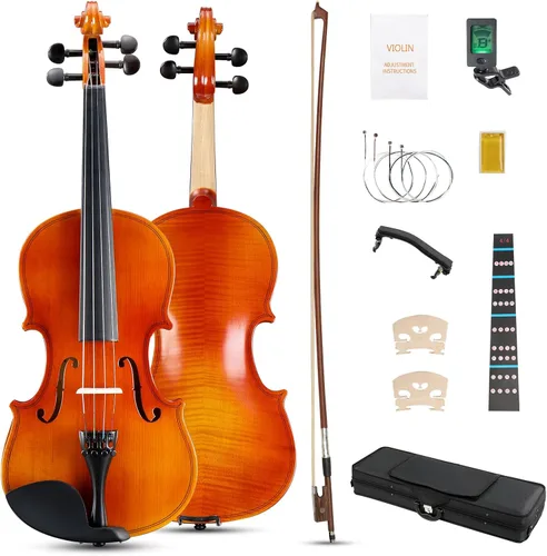 Ktaxon Violín 4/4 Juego de Tamaño Completo Fiddle, Kit Completo de Violines Acústicos con Tablero Hecho a Mano, Estuche Rígido Ligero de Iniciación
