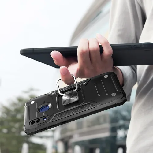 Miniatura 7 de Funda para Galaxy A20 con protector de pantalla, a prueba de golpes, a prueba de caídas, ajuste delgado, con soporte de automóvil, cubierta Negro