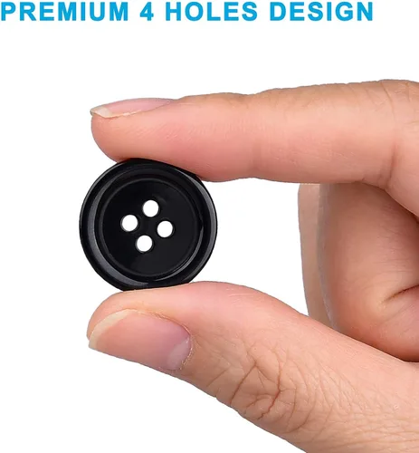 Miniatura 4 de ONEHERE - 100 botones de costura de resina mixta de alta calidad, botones ecológicos de 4 agujeros para manualidades, 5 tamaños de botones negros
