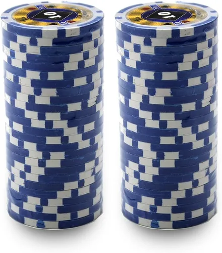 Miniatura 2 de Brybelly Black Diamond Poker Chip - Compuesto de arcilla pesada de 0.49 oz, paquete de 50 ($10 azul)