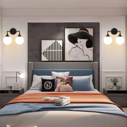 Miniatura 6 de Accesorios de Iluminación para Baño Negros, Iluminación Moderna de Tocador Sobre Espejo, Aplique de Pared Negro Mate Moderno de Mediados de Siglo
