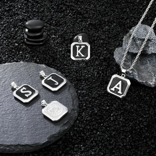 Miniatura 6 de LUXEJEW Collares con inicial para hombres y mujeres, delicado colgante de letra, collar de cadena para hombre, joyería para hombre
