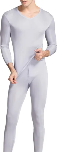 Miniatura 2 de Grenasasilk Set de ropa interior térmica de seda para hombre, calzoncillos largos de seda de Mulberry, ropa interior térmica con cuello en V
