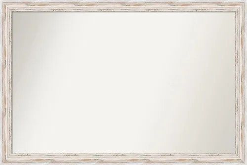 Miniatura 190 de Amanti Art Espejo de baño blanco para sobre el fregadero, 30 x 35 pulgadas, espejo de tocador rectangular estrecho de Eva de oro blanco, marco