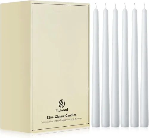 Miniatura 24 de Velas cónicas largas de 10 pulgadas sin aroma y sin goteo de 30 unidades, paquete a granel - Velas cónicas blancas a granel, perfectas para bodas