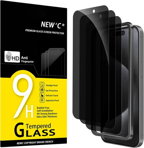 Miniatura 29 de NEW'C Paquete de 3 protectores de pantalla de privacidad para iPhone Air/iPhone 17 Air (6.5 pulgadas), película de vidrio templado antiespía