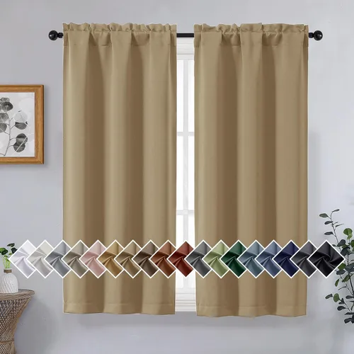 Miniatura 219 de OVZME Cortinas opacas turquesa para tratamiento de ventanas pequeñas, cortinas cortas con bloqueo de luz para ventana de cocina sobre el fregadero