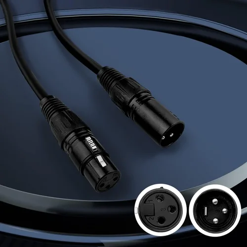 Miniatura 2 de Cable DMX 25 pies, paquete de 4 Cables DMX de 3 pines flexibles de señal XLR macho a hembra, adecuado para conexión de señal XLR de iluminación