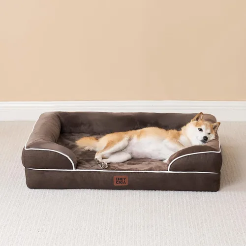 Miniatura 304 de EHEYCIGA – Cama ortopédica impermeable para perros pequeños, de espuma viscoelástica tipo caja de huevos, con bordes elevados y base antideslizante
