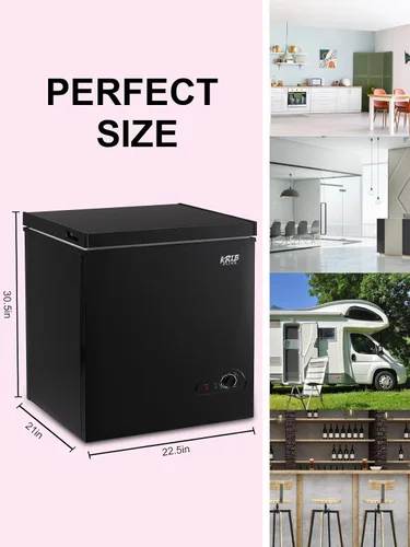 Miniatura 5 de KRIB BLING Congelador de pecho, termostato ajustable, congeladores compactos con cesta de almacenamiento extraíble para casa, cocina, garaje, Negro