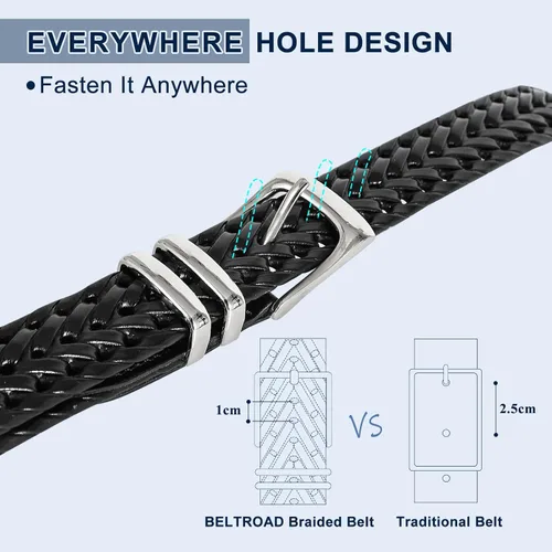 Miniatura 3 de Cinturón de cuero trenzado para hombre, jeans casuales, golf, hebilla de aleación tejida de cuero para hombre, cinturones trenzados a mano, regalo