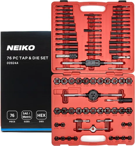Miniatura 7 de NEIKO 00916A Juego de Machos y Terrajas SAE de Titanio de Gran Diámetro de Grado Profesional, Kit de Reparación de Roscas de Alta Calidad, Juego