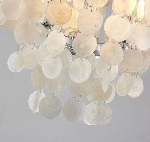 Miniatura 8 de AGV LIGHTING CL008S Capiz Seashell Lámpara de Techo, Montaje al Ras, D13 x H15, 3 Luces, Marco con Acabado Cromado; Perfecto para Sala de Estar
