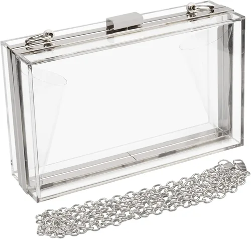 Miniatura 6 de Bolsa cuadrada de noche, de acrílico transparente Jelly para mujer, bonita bolsa de hombro para cenas, fiestas, viajes.