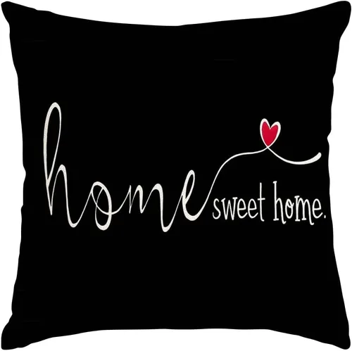 Miniatura 8 de RABUSOFA Home Sweet Home - Fundas de almohada con citas, 18 x 18 pulgadas, decoración de granja, corazón rojo, funda de cojín decorativa para sofá