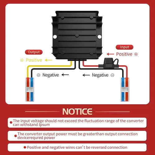 Miniatura 6 de Convertidor de 12 V a 5 V 10 A 50 W, convertidor de 24 V a 5 V con fusible impermeable y bloque de terminales de cable, convertidor Buck de 24 V a 5