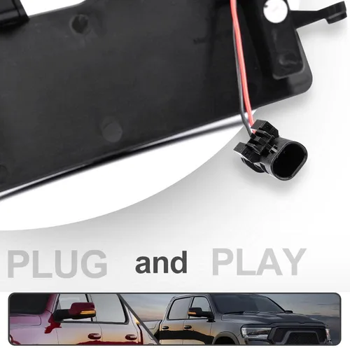 Miniatura 6 de 2 piezas de luces LED intermitentes secuenciales ámbar para espejo lateral para Dodge Ram 1500 2019-2024, indicador de intermitente, luz de señal