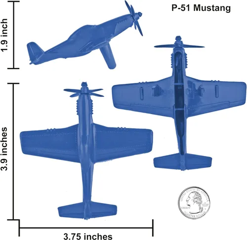 Miniatura 2 de TimMee Aviones de Caza Ases WW2 - Aviones de plástico azules de 9 piezas para soldados de ejército, fabricados en EE. UU