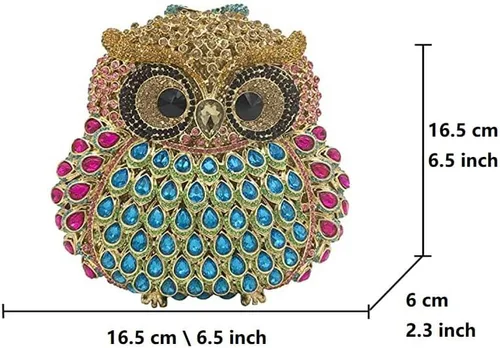 Miniatura 6 de Boutique De FGG Mini bolso de mano de cristal para fiesta de búho para mujer, bolsos de noche de animales, bolso de mano con diamantes de imitación
