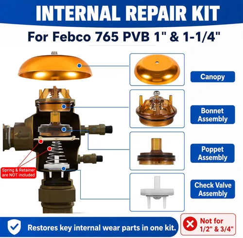 Miniatura 3 de Kit de reparación para Febco 765-1, Kit de reparación de válvula y bonete 905-212 y conjunto de válvula de retención 905-052 y cubierta